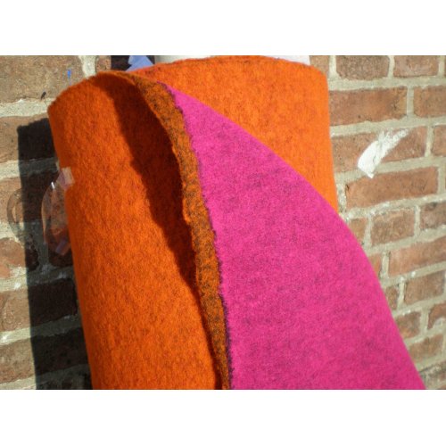 145cm Doubleface Walkloden - 500gr./lfm. - Artikel Bridge  Fb.orange-pink